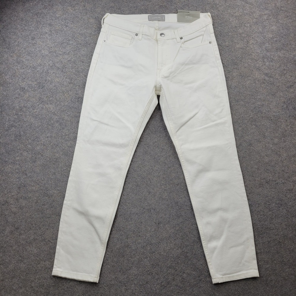 Everlane Mid Rise Skinny Jeans Bone White‎ Ankle Length Stretch Denim Size 30